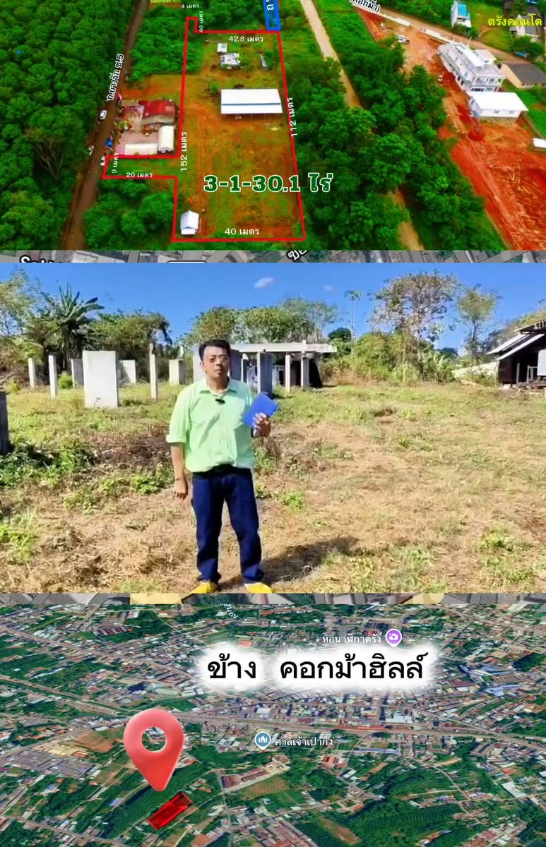 ที่ดิน 3-1-30.1 ไร่ ทับเที่ยง–หนองยวน ใจกลางเมืองตรัง